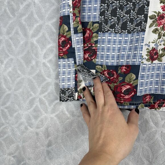 Vtg Patchwork Camp Shirt Women 18/20W Floral Button Up Cottagecore Granny Preppy - Picture 6 of 9